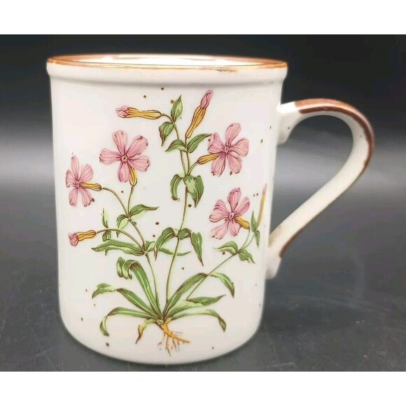 Vintage Stoneware Coffee Mug Hearthside Buffet Ware Cup Pink Flowers  Japan - Picture 1 of 5